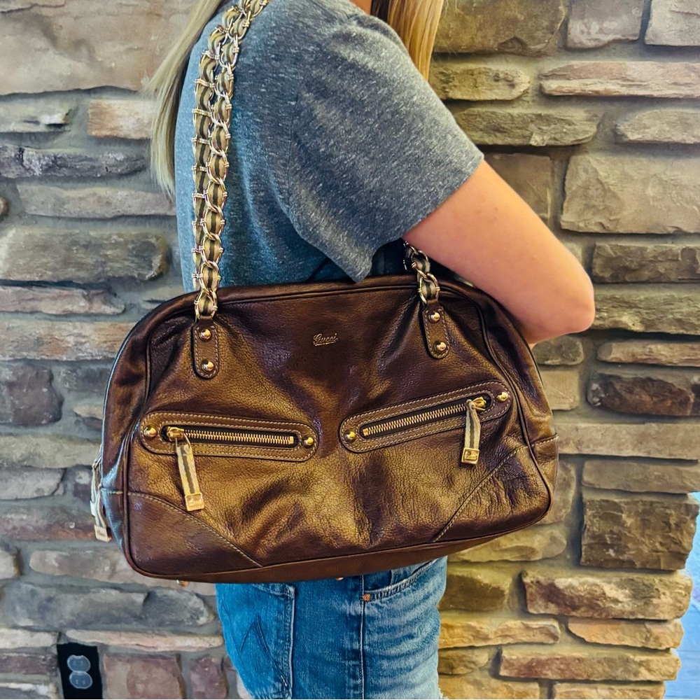 Gucci! Brown Leather Women's Bag - Picture 2 of 7